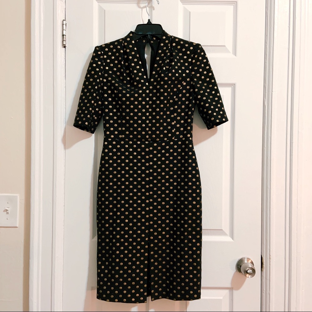 Gold dot black dress / Size XS~S